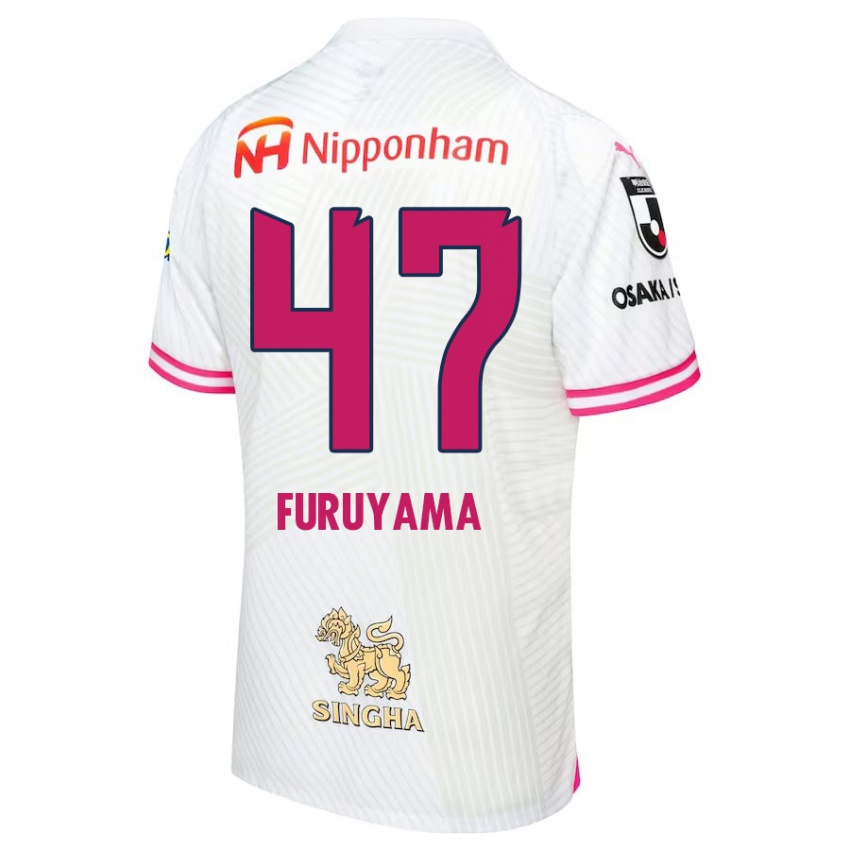 Gyermek Kengo Furuyama #47 Fehér Rózsaszín Idegenbeli Jersey 2024/25 Mez Póló Ing