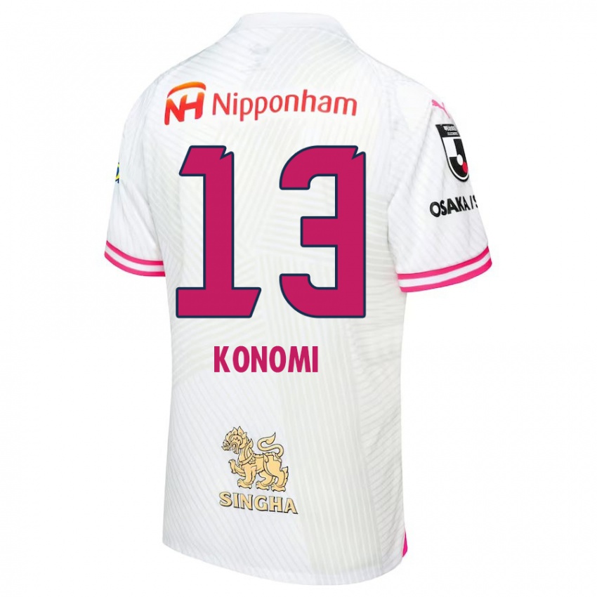 Gyermek Kaito Konomi #13 Fehér Rózsaszín Idegenbeli Jersey 2024/25 Mez Póló Ing