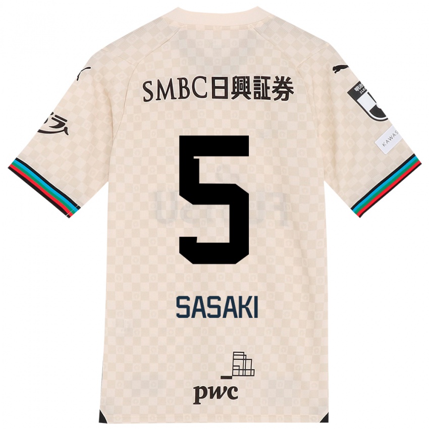 Gyermek Asahi Sasaki #5 Fehér Szürke Idegenbeli Jersey 2024/25 Mez Póló Ing