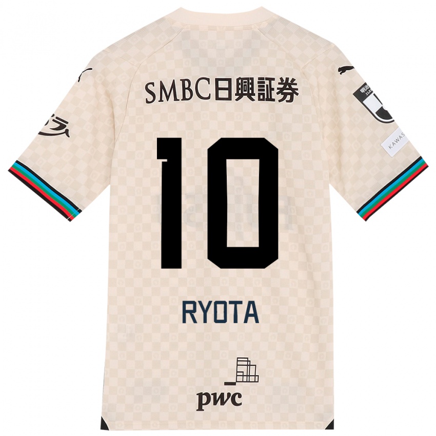 Gyermek Ryota Oshima #10 Fehér Szürke Idegenbeli Jersey 2024/25 Mez Póló Ing