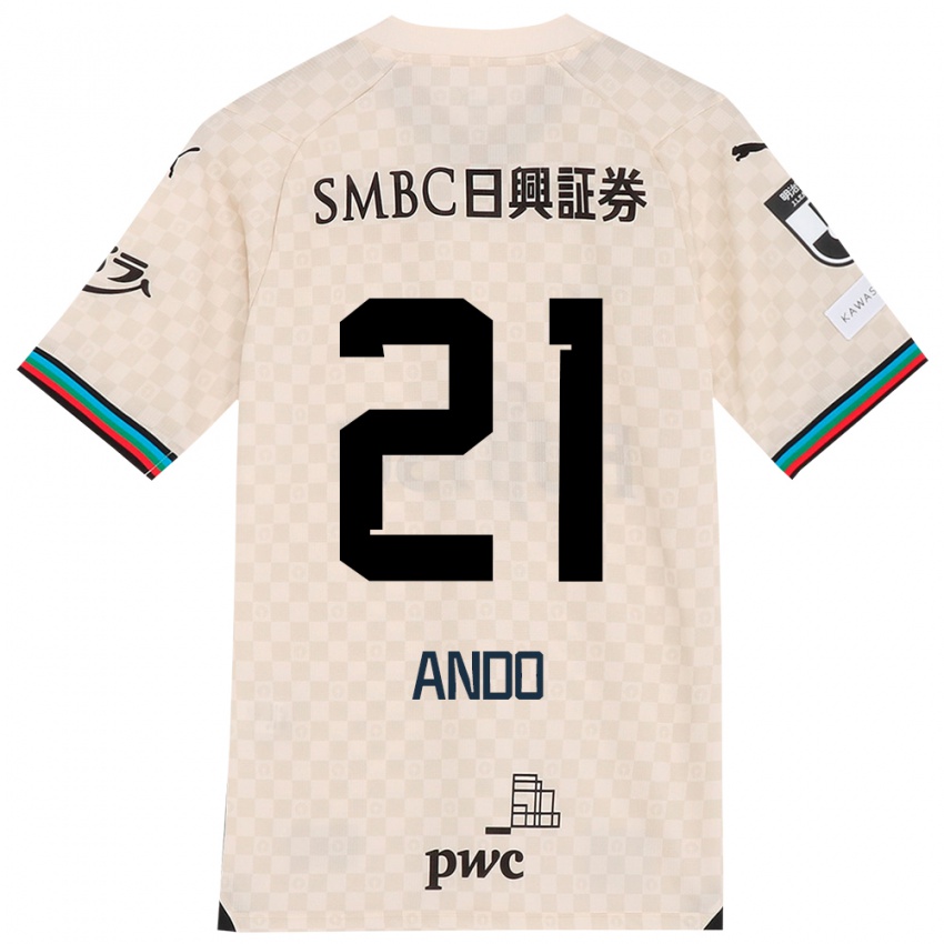 Gyermek Shunsuke Ando #21 Fehér Szürke Idegenbeli Jersey 2024/25 Mez Póló Ing