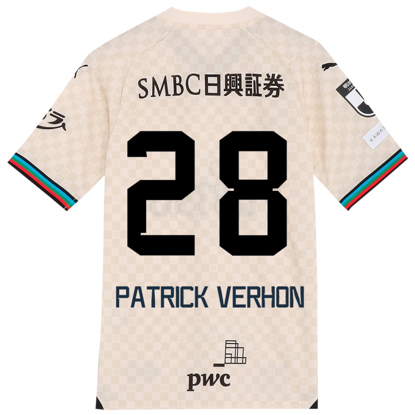 Gyermek Patrick Verhon #28 Fehér Szürke Idegenbeli Jersey 2024/25 Mez Póló Ing