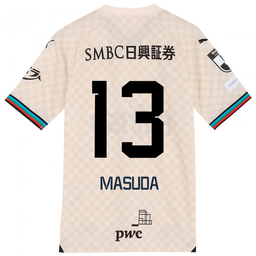 Gyermek Hinata Masuda #13 Fehér Szürke Idegenbeli Jersey 2024/25 Mez Póló Ing