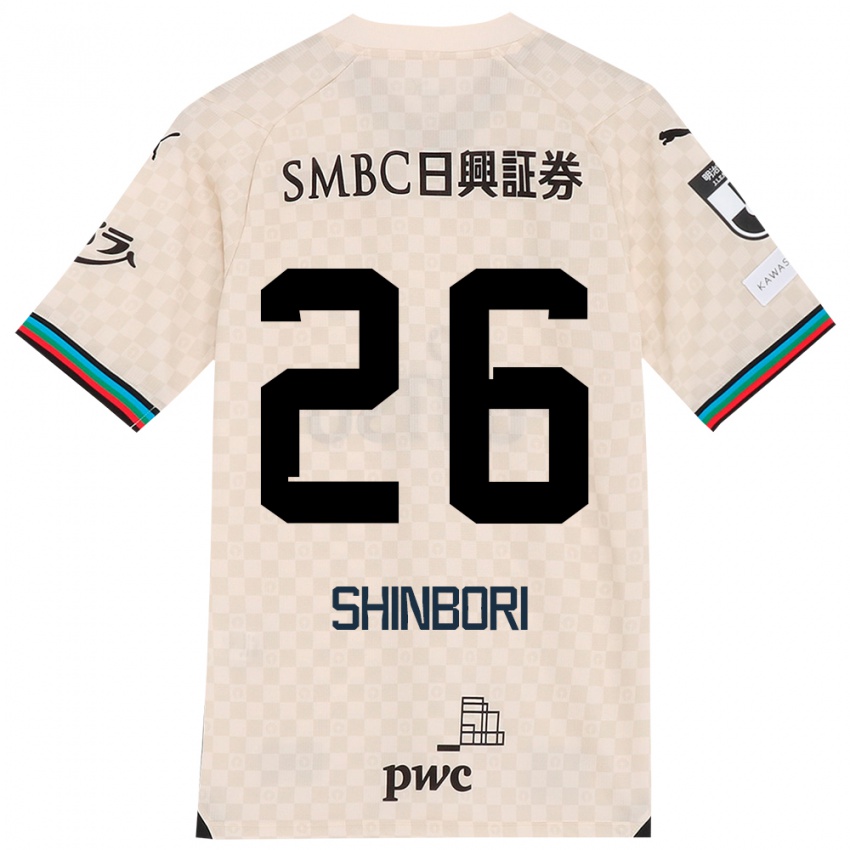 Gyermek Kakeru Shinbori #26 Fehér Szürke Idegenbeli Jersey 2024/25 Mez Póló Ing