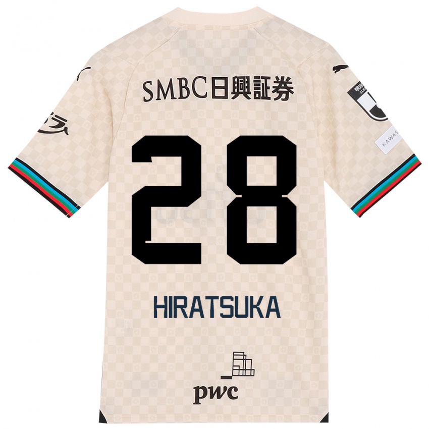 Gyermek Hayato Hiratsuka #28 Fehér Szürke Idegenbeli Jersey 2024/25 Mez Póló Ing