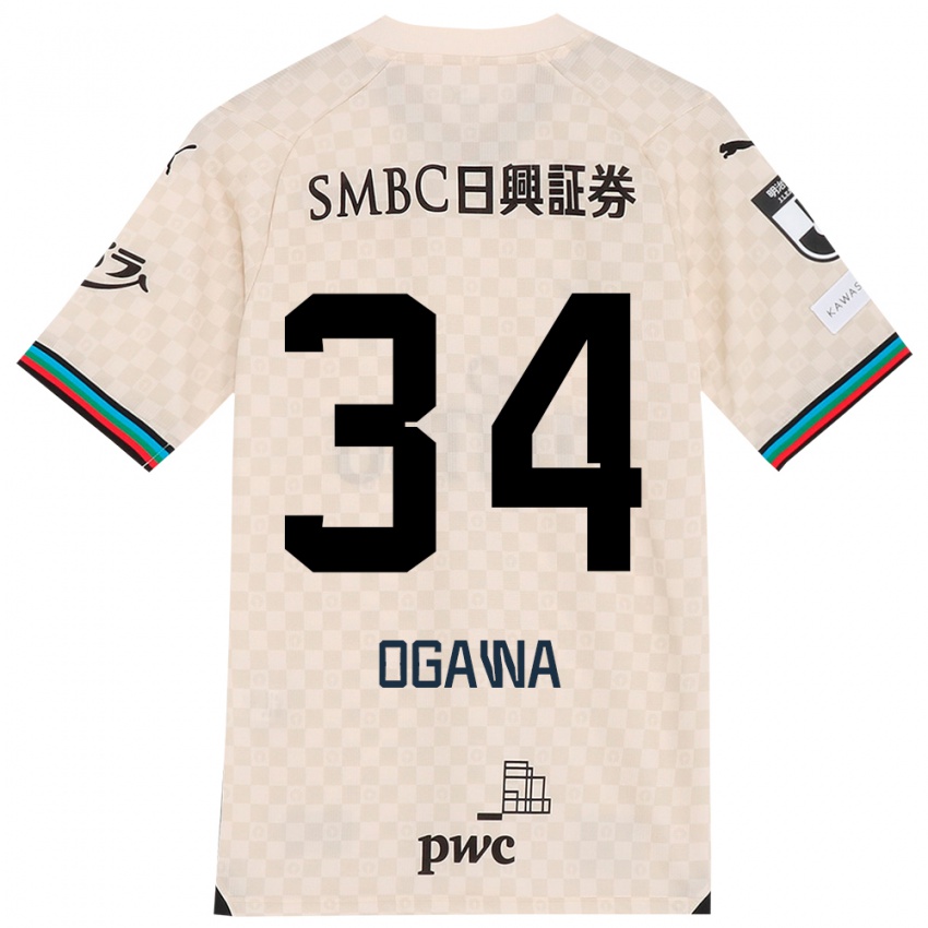 Gyermek Hiroto Ogawa #34 Fehér Szürke Idegenbeli Jersey 2024/25 Mez Póló Ing