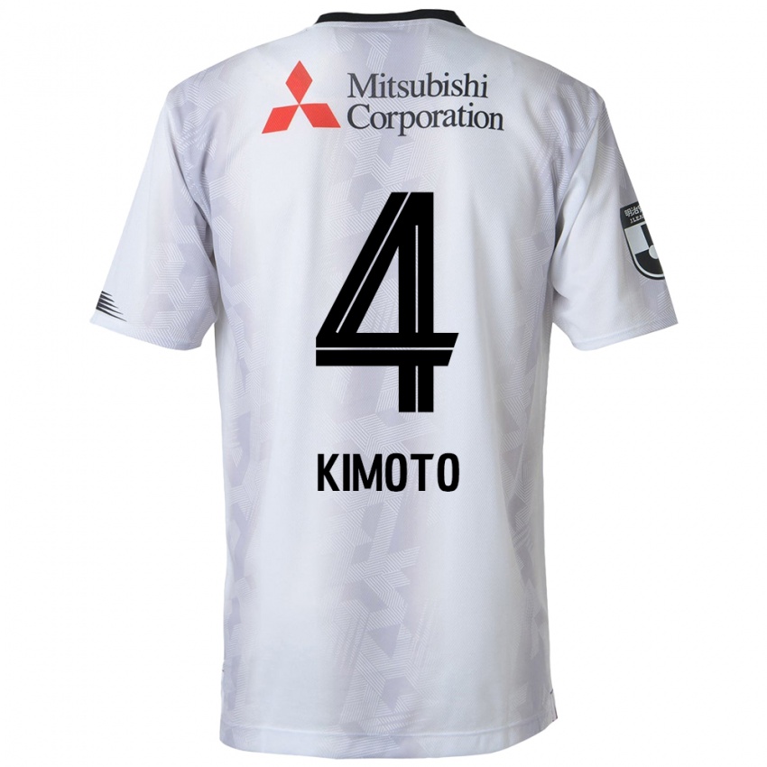 Gyermek Yasuki Kimoto #4 Fehér Fekete Idegenbeli Jersey 2024/25 Mez Póló Ing