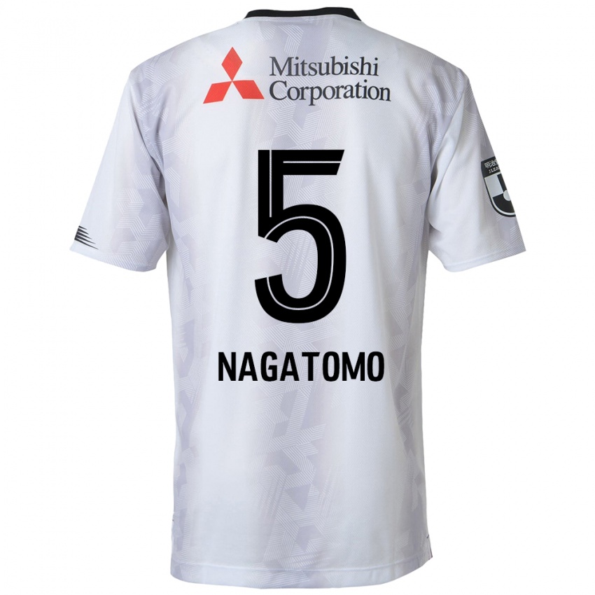 Gyermek Yuto Nagatomo #5 Fehér Fekete Idegenbeli Jersey 2024/25 Mez Póló Ing