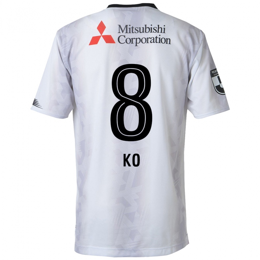 Gyermek Takahiro Ko #8 Fehér Fekete Idegenbeli Jersey 2024/25 Mez Póló Ing