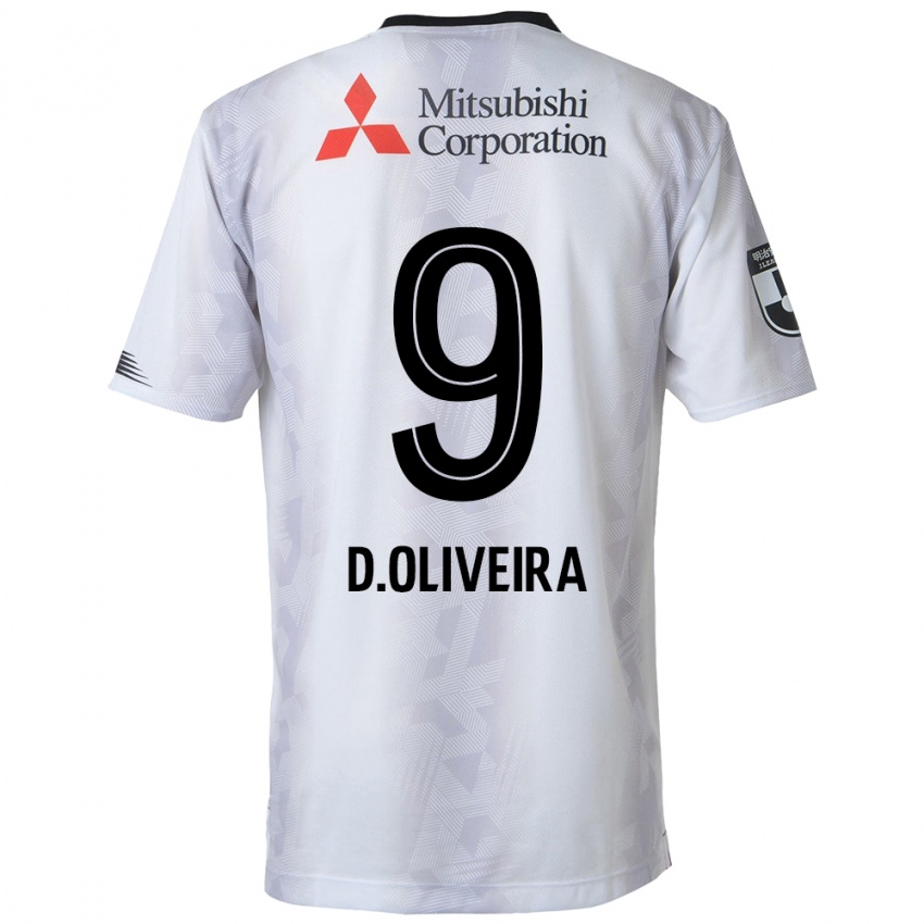 Gyermek Diego Oliveira #9 Fehér Fekete Idegenbeli Jersey 2024/25 Mez Póló Ing