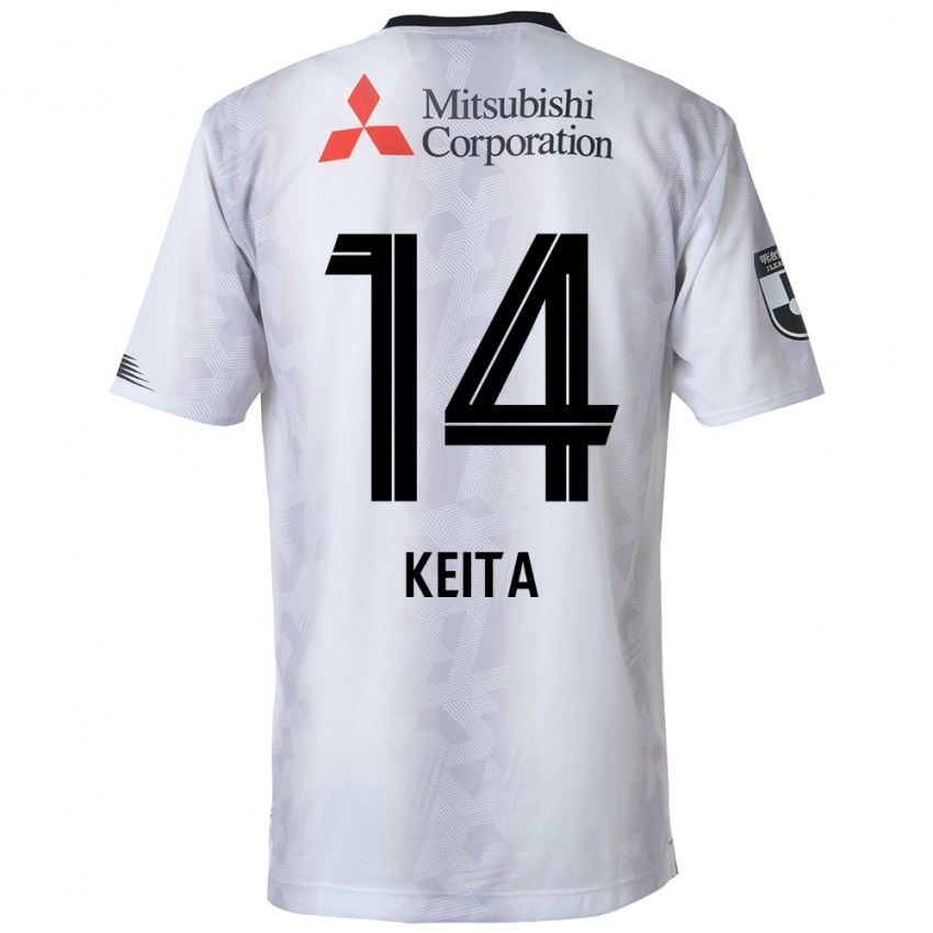 Gyermek Keita Yamashita #14 Fehér Fekete Idegenbeli Jersey 2024/25 Mez Póló Ing