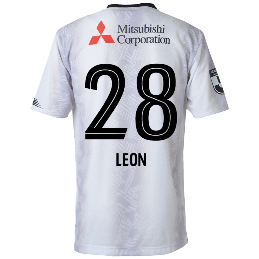 Gyermek Leon Nozawa #28 Fehér Fekete Idegenbeli Jersey 2024/25 Mez Póló Ing