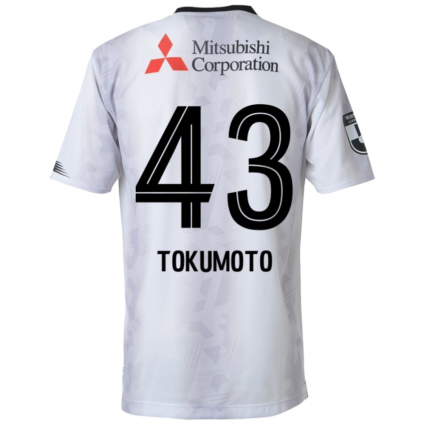 Gyermek Shuhei Tokumoto #43 Fehér Fekete Idegenbeli Jersey 2024/25 Mez Póló Ing