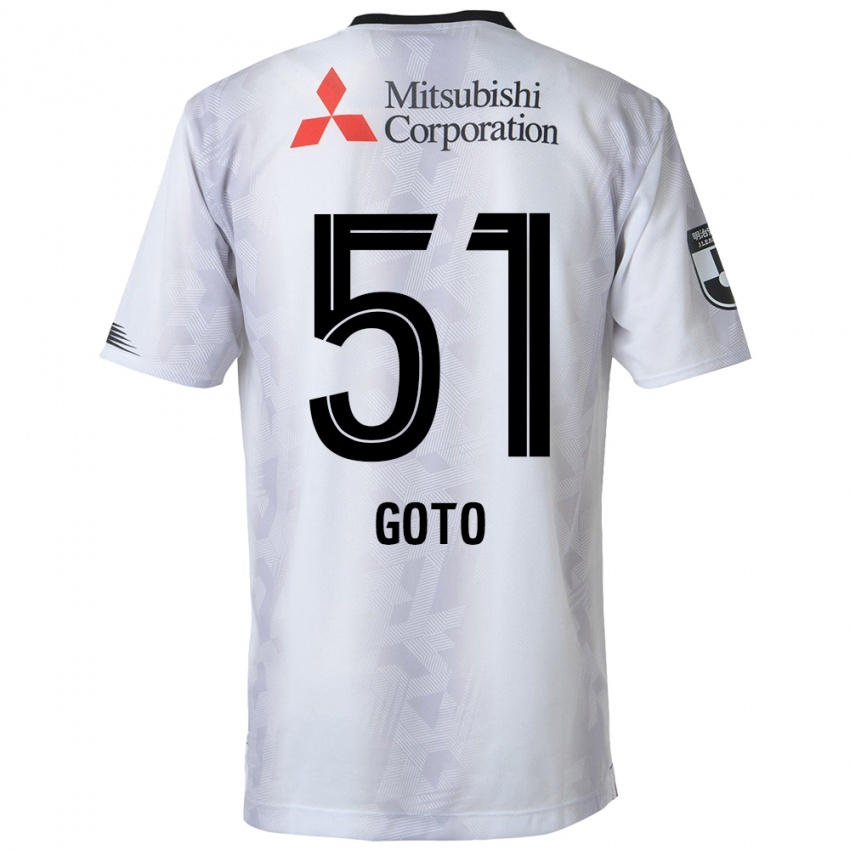 Gyermek Wataru Goto #51 Fehér Fekete Idegenbeli Jersey 2024/25 Mez Póló Ing