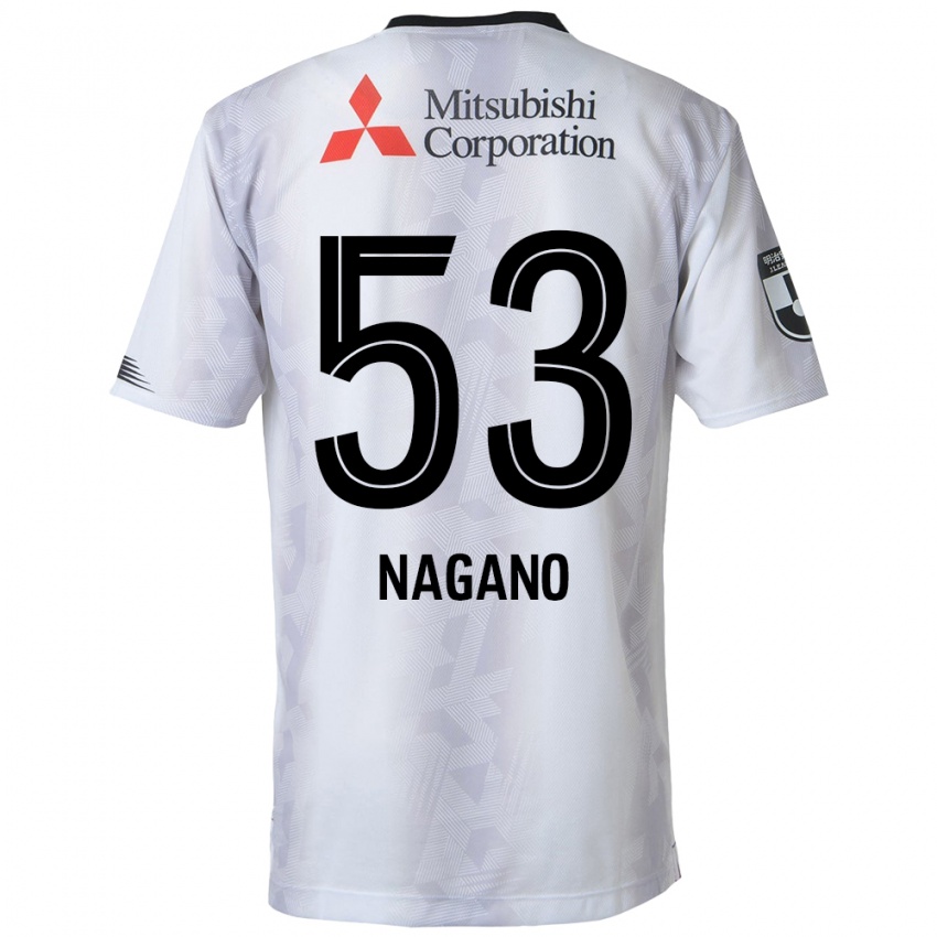 Gyermek Shuto Nagano #53 Fehér Fekete Idegenbeli Jersey 2024/25 Mez Póló Ing