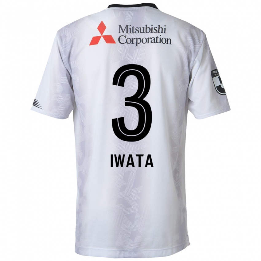 Gyermek Yuki Iwata #3 Fehér Fekete Idegenbeli Jersey 2024/25 Mez Póló Ing