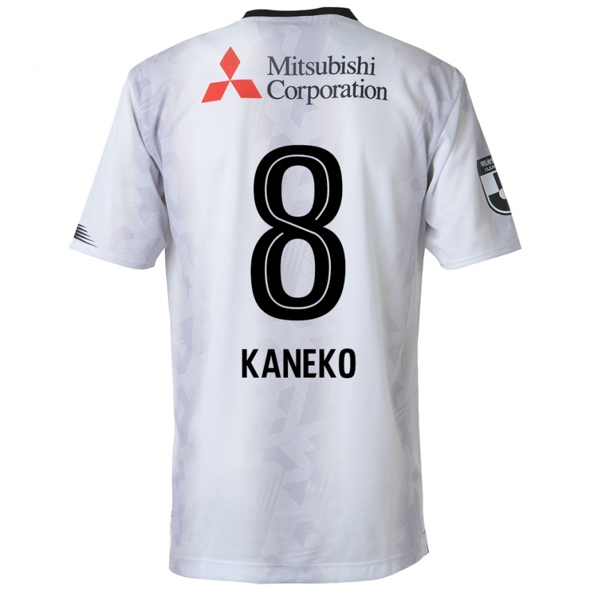 Gyermek Shunsuke Kaneko #8 Fehér Fekete Idegenbeli Jersey 2024/25 Mez Póló Ing