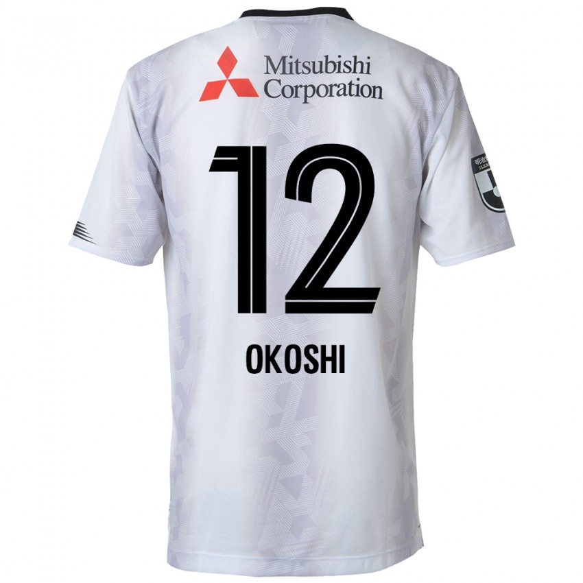 Gyermek Yutaha Okoshi #12 Fehér Fekete Idegenbeli Jersey 2024/25 Mez Póló Ing