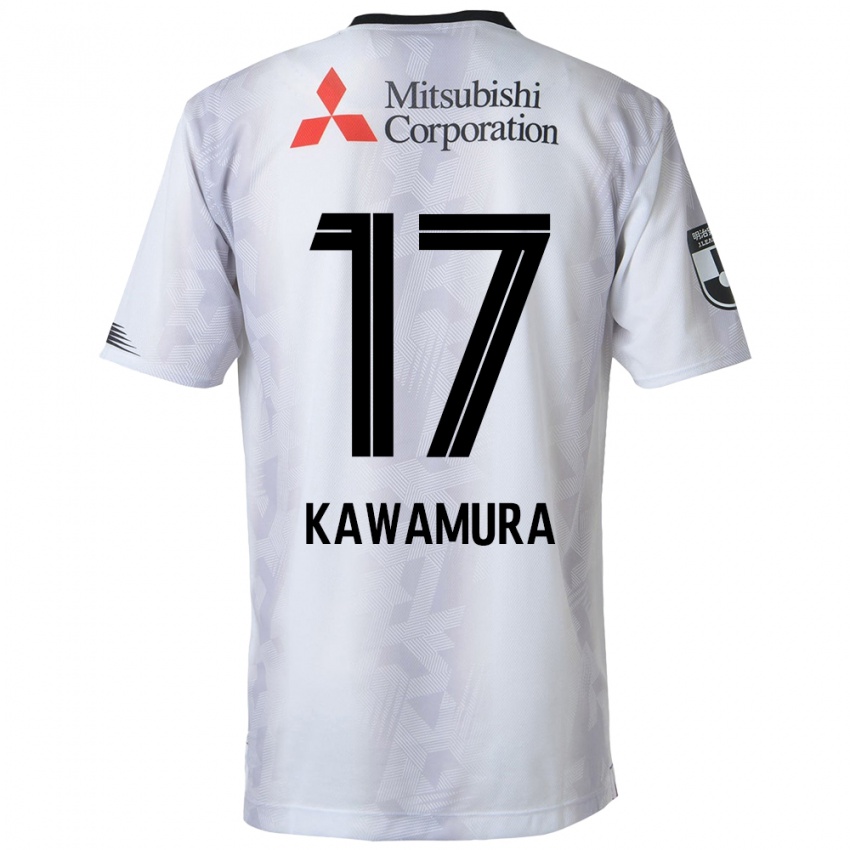 Gyermek Riku Kawamura #17 Fehér Fekete Idegenbeli Jersey 2024/25 Mez Póló Ing