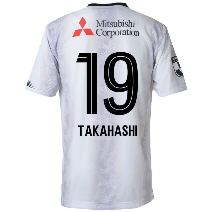 Gyermek Yuya Takahashi #19 Fehér Fekete Idegenbeli Jersey 2024/25 Mez Póló Ing