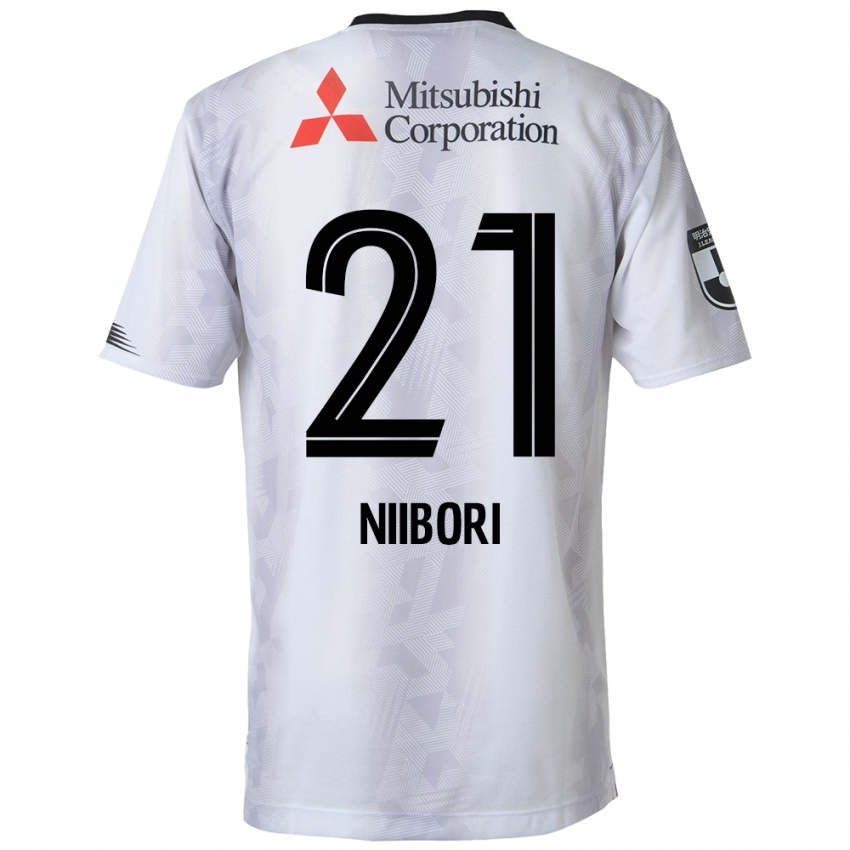 Gyermek Keita Niibori #21 Fehér Fekete Idegenbeli Jersey 2024/25 Mez Póló Ing