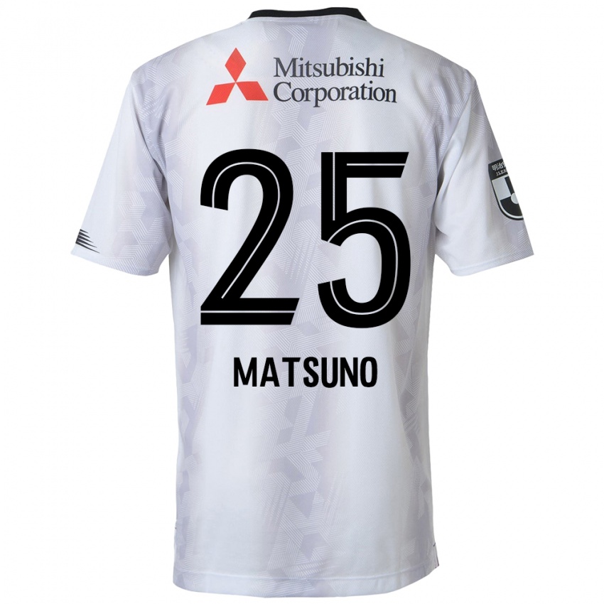 Gyermek Taichi Matsuno #25 Fehér Fekete Idegenbeli Jersey 2024/25 Mez Póló Ing