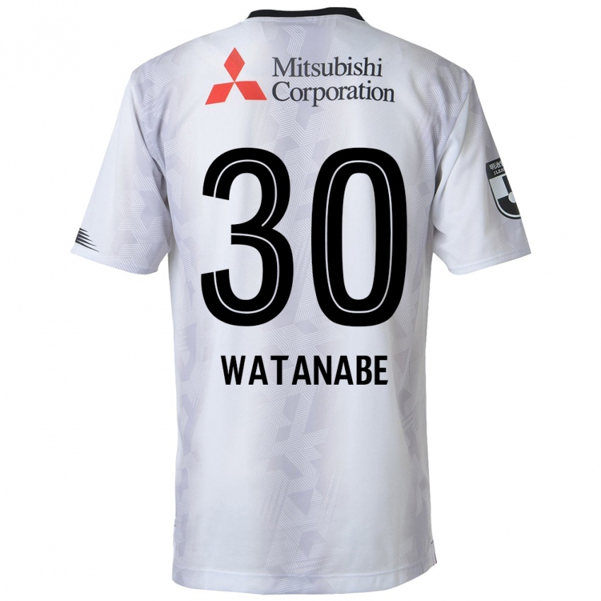 Gyermek Matthew Watanabe #30 Fehér Fekete Idegenbeli Jersey 2024/25 Mez Póló Ing