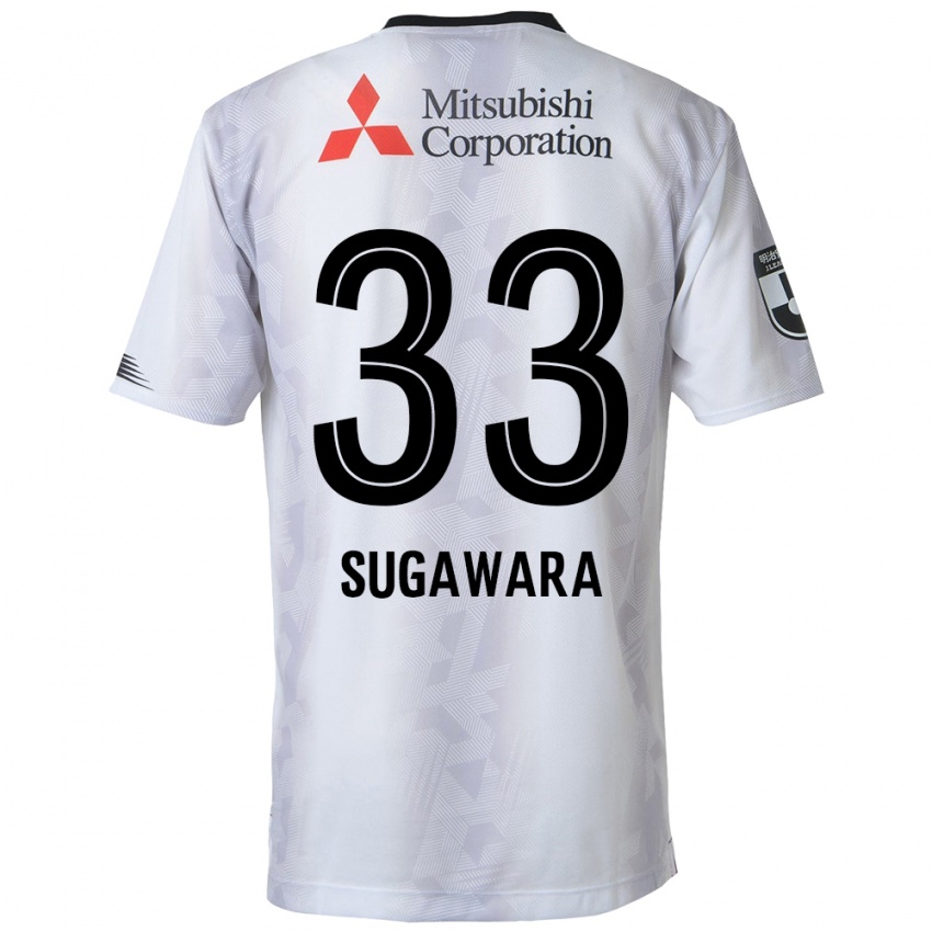 Gyermek Yuta Sugawara #33 Fehér Fekete Idegenbeli Jersey 2024/25 Mez Póló Ing