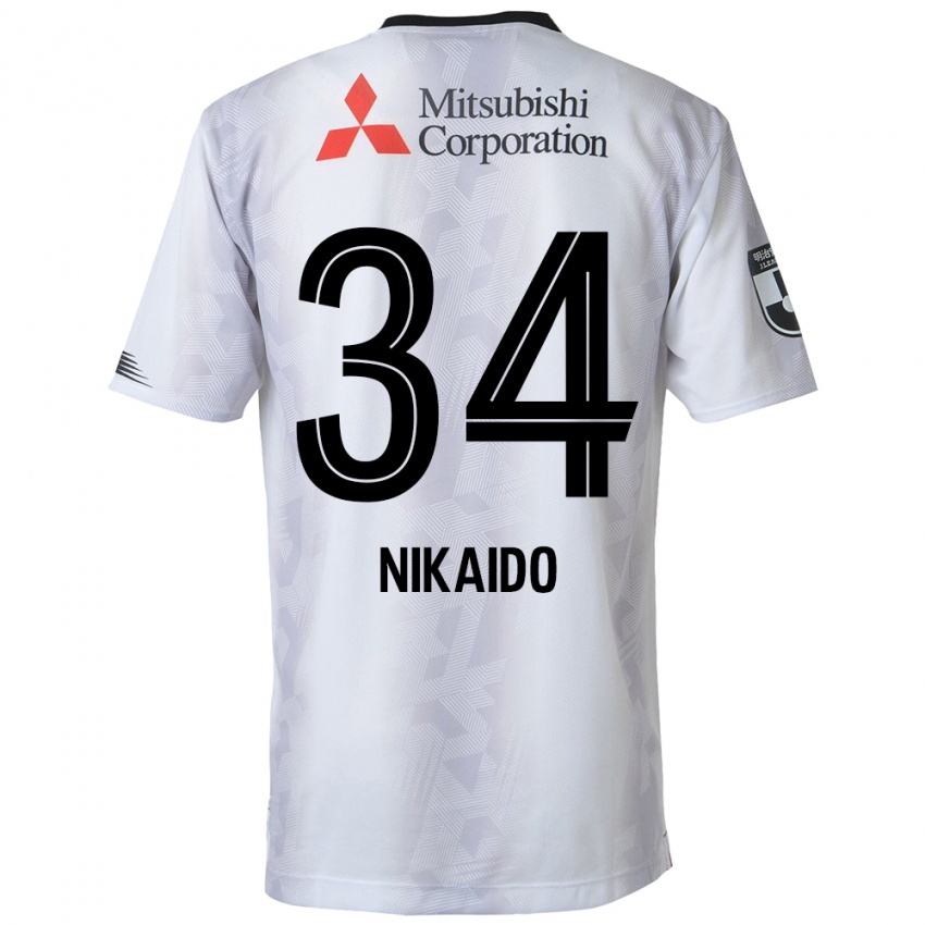 Gyermek Rintaro Nikaido #34 Fehér Fekete Idegenbeli Jersey 2024/25 Mez Póló Ing