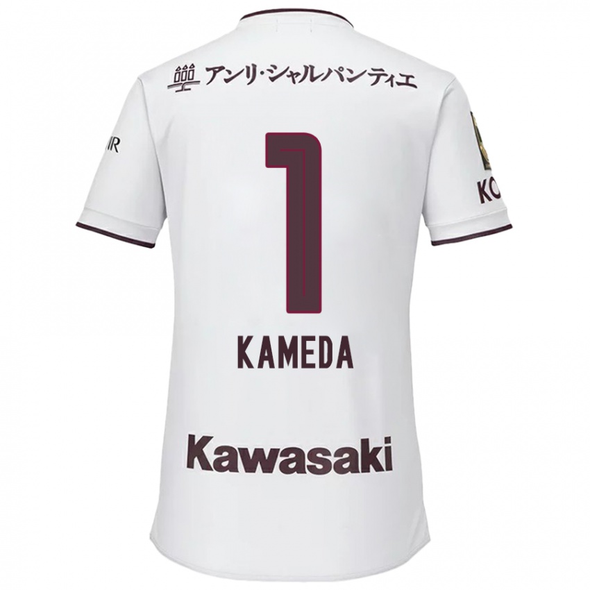 Gyermek Taiga Kameda #1 Fehér Piros Idegenbeli Jersey 2024/25 Mez Póló Ing