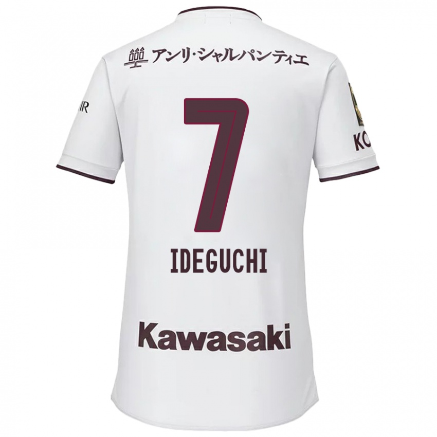 Gyermek Yosuke Ideguchi #7 Fehér Piros Idegenbeli Jersey 2024/25 Mez Póló Ing