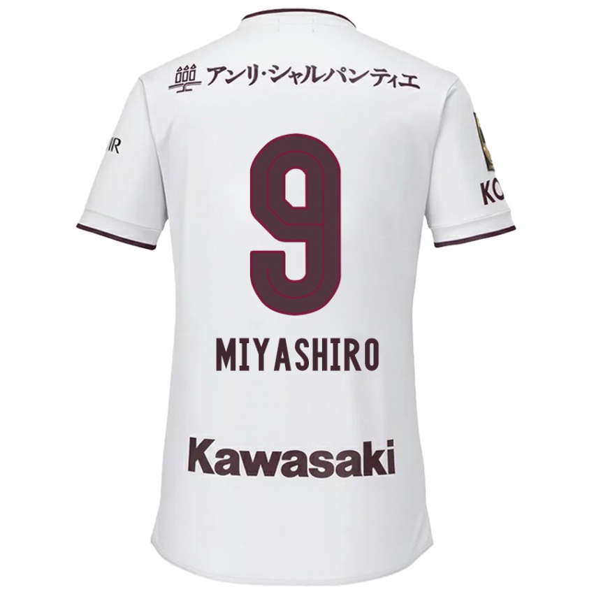 Gyermek Taisei Miyashiro #9 Fehér Piros Idegenbeli Jersey 2024/25 Mez Póló Ing