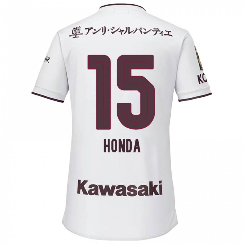 Gyermek Yuki Honda #15 Fehér Piros Idegenbeli Jersey 2024/25 Mez Póló Ing