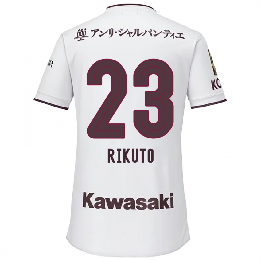 Gyermek Rikuto Hirose #23 Fehér Piros Idegenbeli Jersey 2024/25 Mez Póló Ing