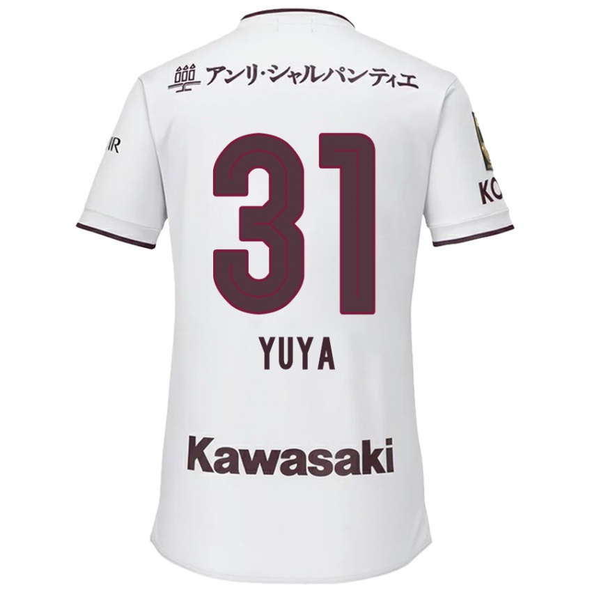 Gyermek Yuya Nakasaka #31 Fehér Piros Idegenbeli Jersey 2024/25 Mez Póló Ing