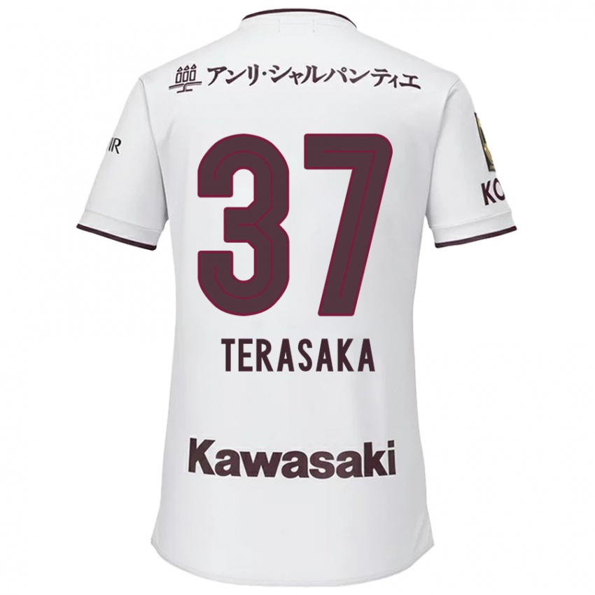 Gyermek Shogo Terasaka #37 Fehér Piros Idegenbeli Jersey 2024/25 Mez Póló Ing