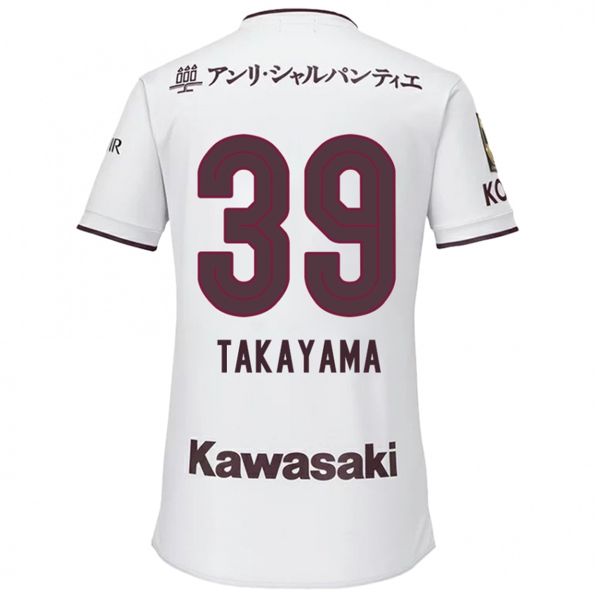 Gyermek Shioki Takayama #39 Fehér Piros Idegenbeli Jersey 2024/25 Mez Póló Ing