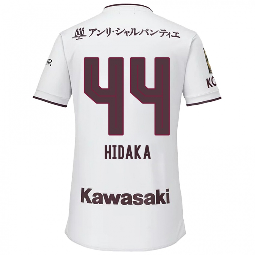 Gyermek Mitsuki Hidaka #44 Fehér Piros Idegenbeli Jersey 2024/25 Mez Póló Ing