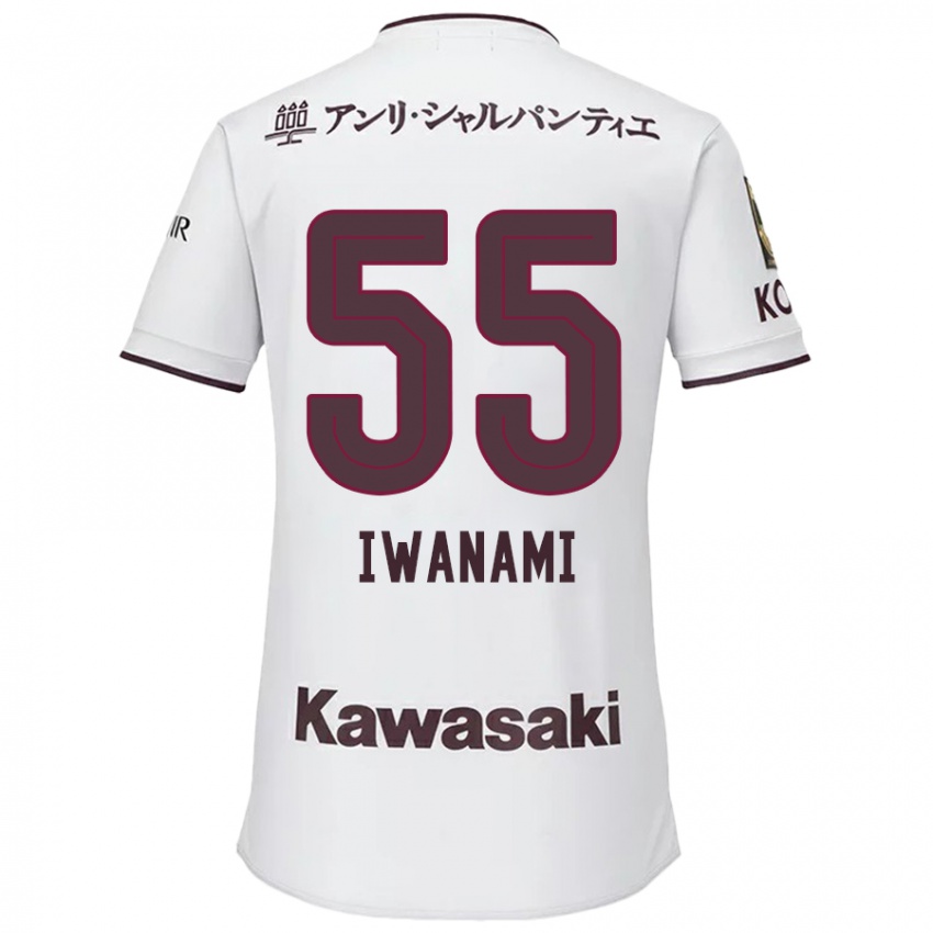 Gyermek Takuya Iwanami #55 Fehér Piros Idegenbeli Jersey 2024/25 Mez Póló Ing