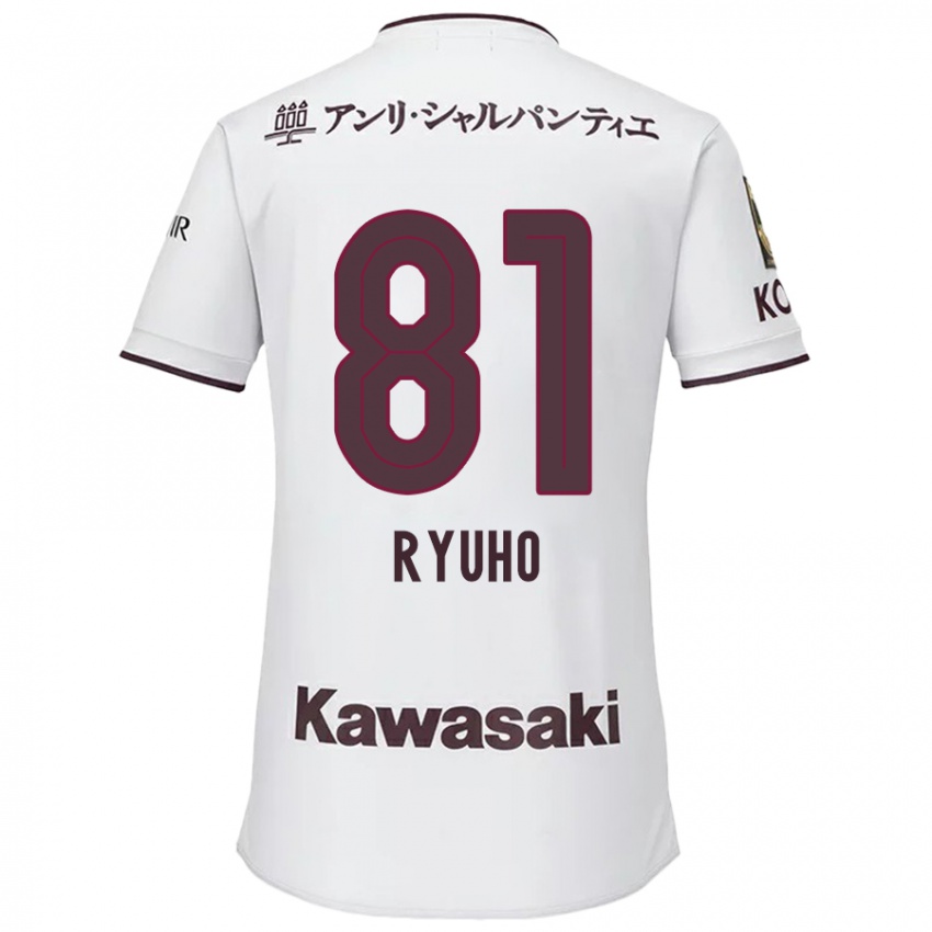 Gyermek Ryuho Kikuchi #81 Fehér Piros Idegenbeli Jersey 2024/25 Mez Póló Ing