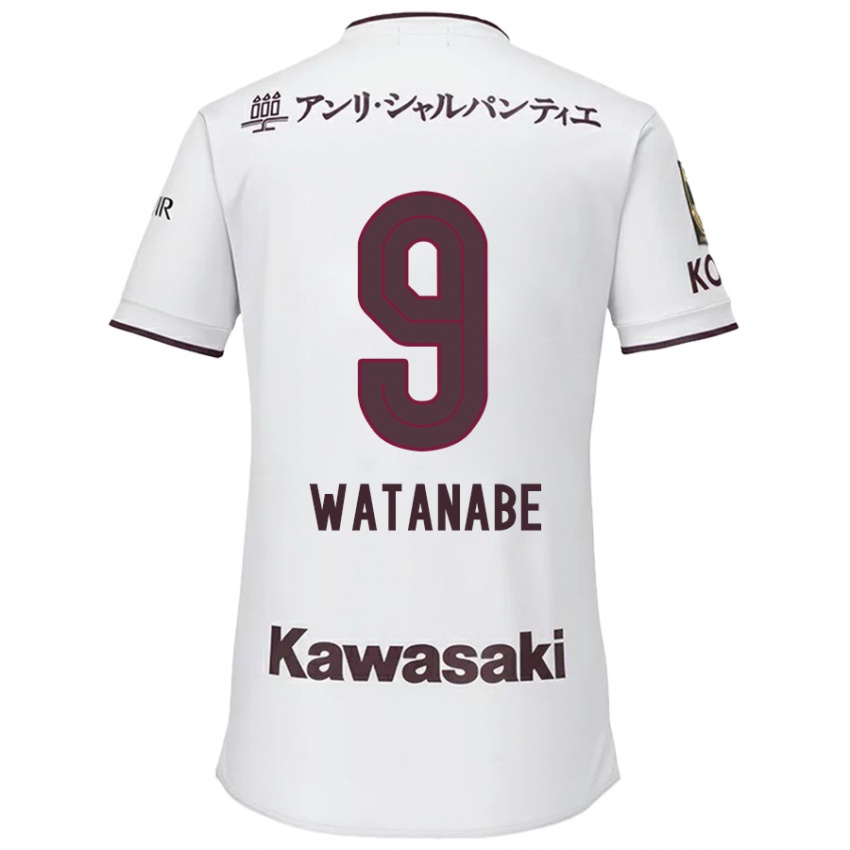 Gyermek Hayato Watanabe #9 Fehér Piros Idegenbeli Jersey 2024/25 Mez Póló Ing