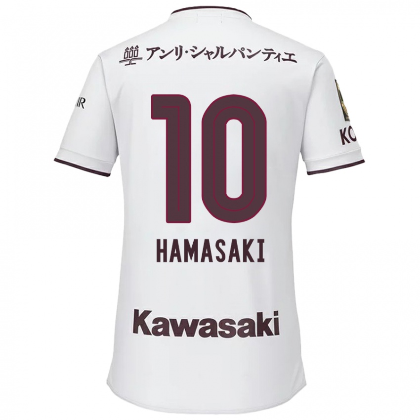 Gyermek Kento Hamasaki #10 Fehér Piros Idegenbeli Jersey 2024/25 Mez Póló Ing