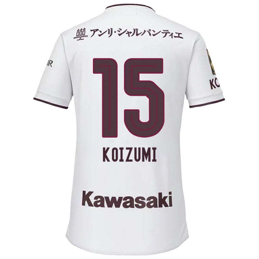 Gyermek Fuga Koizumi #15 Fehér Piros Idegenbeli Jersey 2024/25 Mez Póló Ing