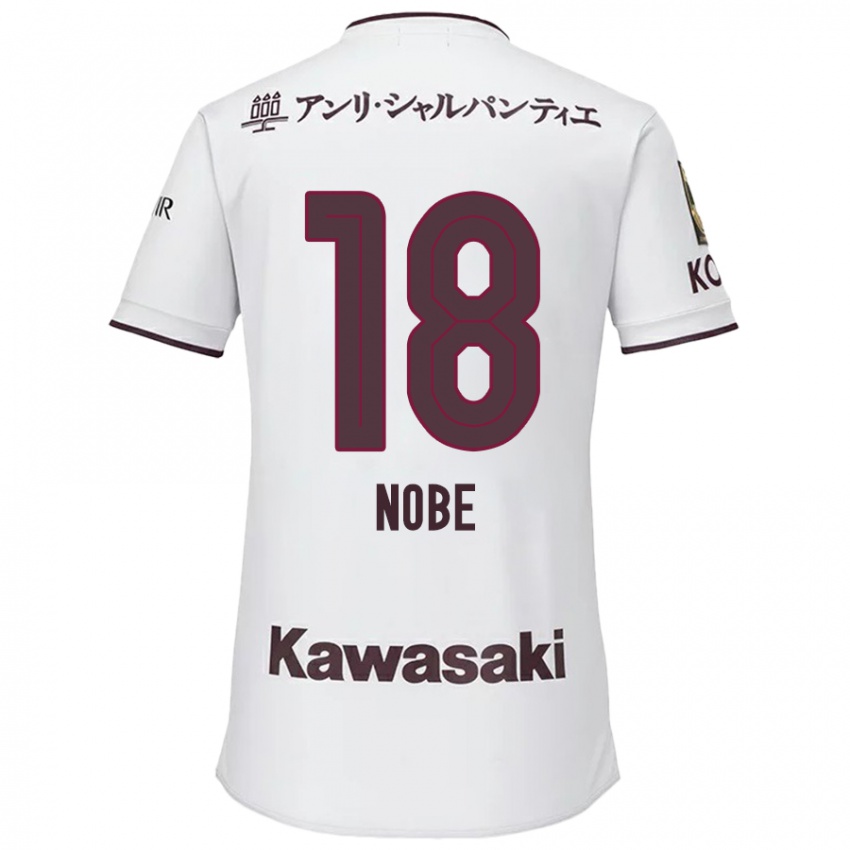 Gyermek Tomohiro Nobe #18 Fehér Piros Idegenbeli Jersey 2024/25 Mez Póló Ing