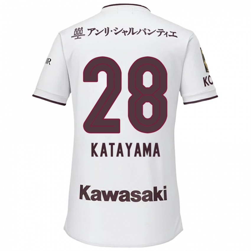 Gyermek Kota Katayama #28 Fehér Piros Idegenbeli Jersey 2024/25 Mez Póló Ing