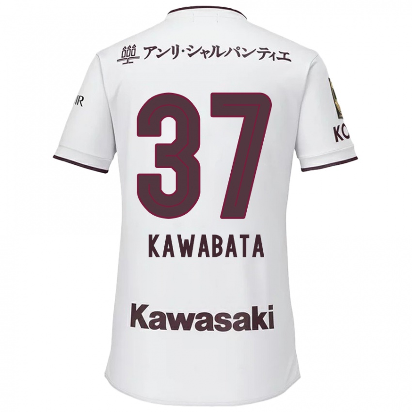 Gyermek Hyoei Kawabata #37 Fehér Piros Idegenbeli Jersey 2024/25 Mez Póló Ing