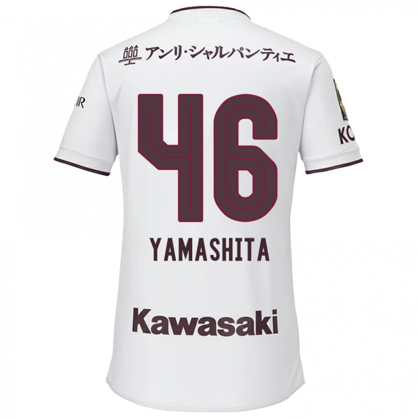 Gyermek Hiroto Yamashita #46 Fehér Piros Idegenbeli Jersey 2024/25 Mez Póló Ing