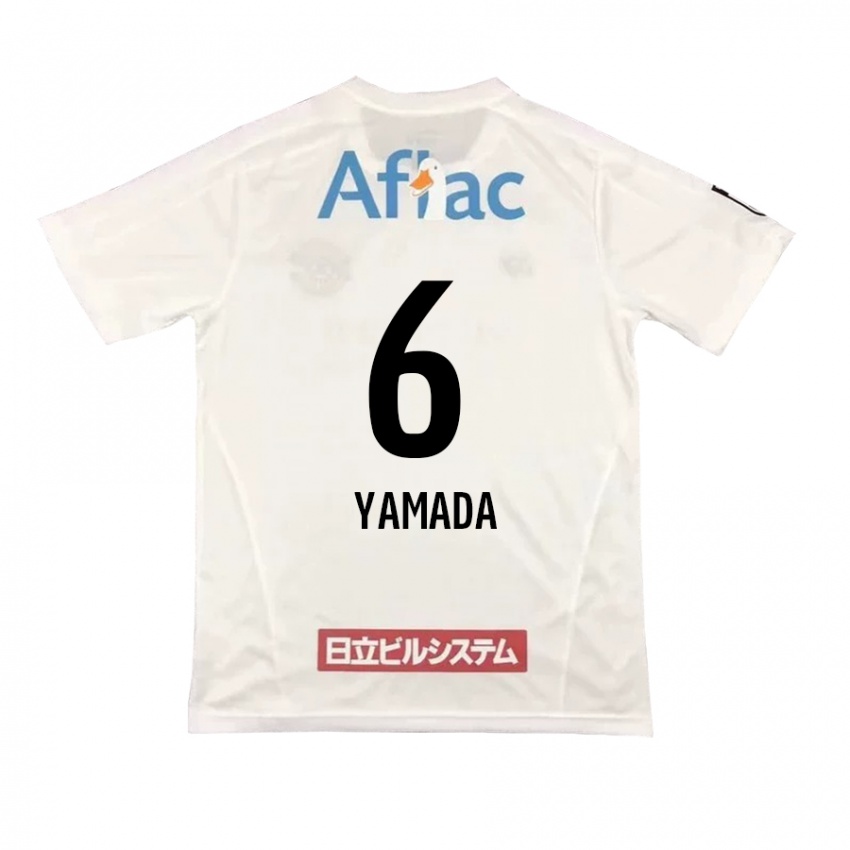 Gyermek Yuto Yamada #6 Fehér Fekete Idegenbeli Jersey 2024/25 Mez Póló Ing