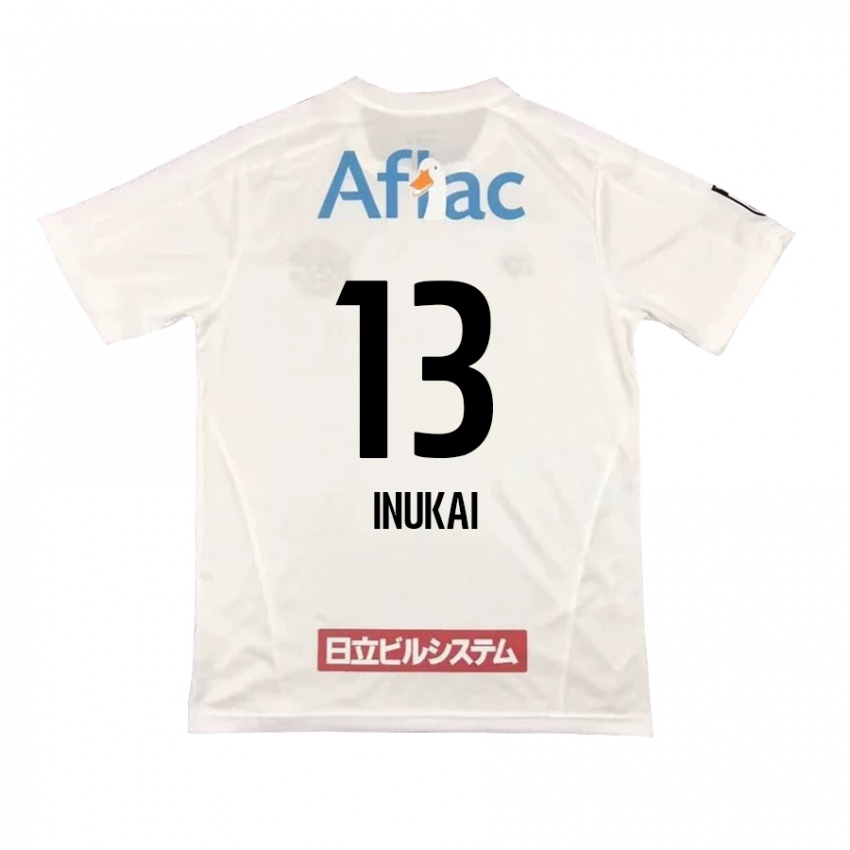 Gyermek Tomoya Inukai #13 Fehér Fekete Idegenbeli Jersey 2024/25 Mez Póló Ing