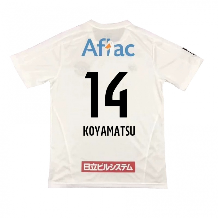 Gyermek Tomoya Koyamatsu #14 Fehér Fekete Idegenbeli Jersey 2024/25 Mez Póló Ing